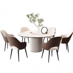 现代餐桌椅组合3D模型下载